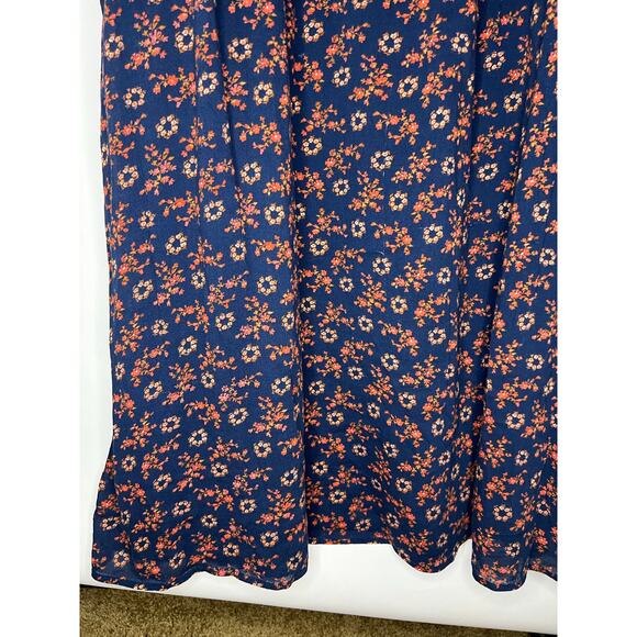 Caslon, Navy Floral Maxi Dress, Cotton Blend, Button Front, Boho Cottagecore - Picture 15 of 15